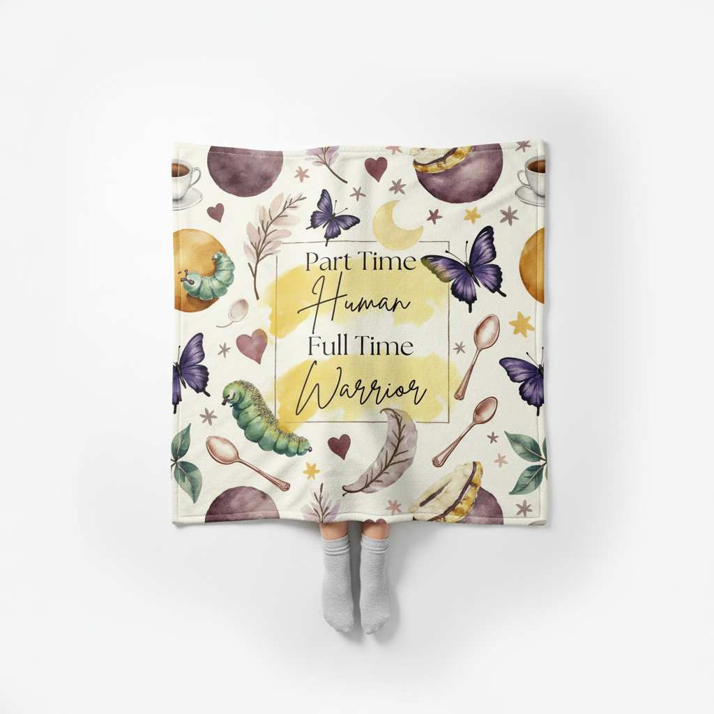 Part Time Human, Full Time Warrior Velveteen Plush Blanket
