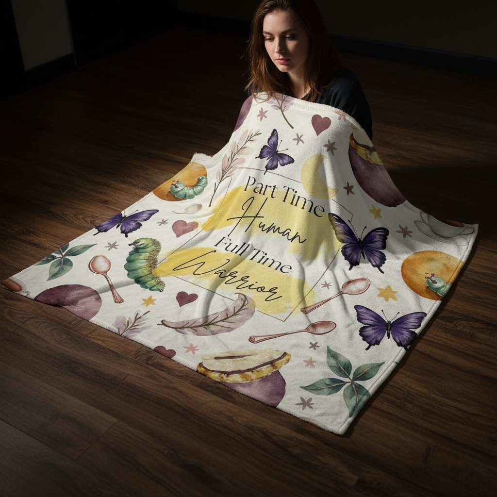 Part Time Human, Full Time Warrior Velveteen Plush Blanket