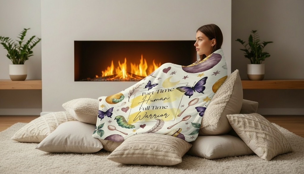 Part Time Human, Full Time Warrior Velveteen Plush Blanket